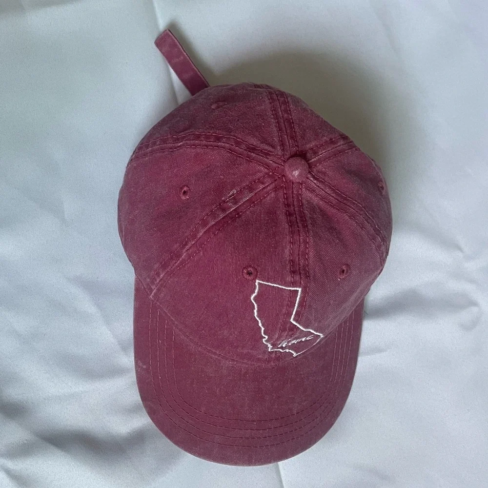 Home Free California Hat | Vintage Maroon Distressed Baseball Cap Adjustable